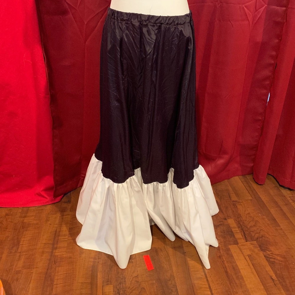 Long Black Skirt with White Frills